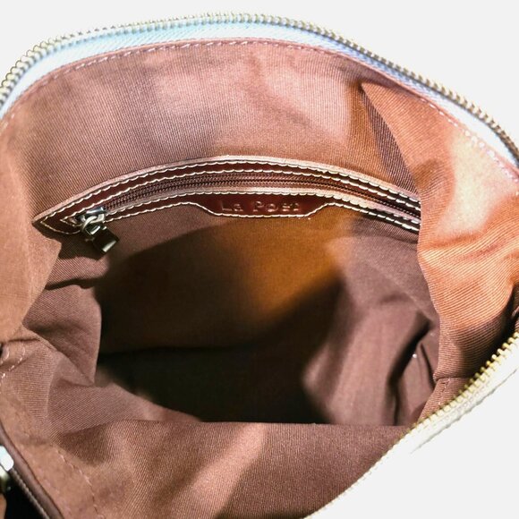 Vintage La Poet Waxed Canvas Crossbody Travel Bag Leather Accents & Weatherproof - Picture 12 of 13